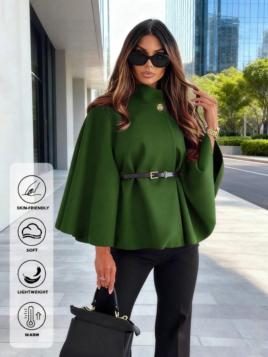 Un manteau court élégant et à la mode de couleur unie - Floorah