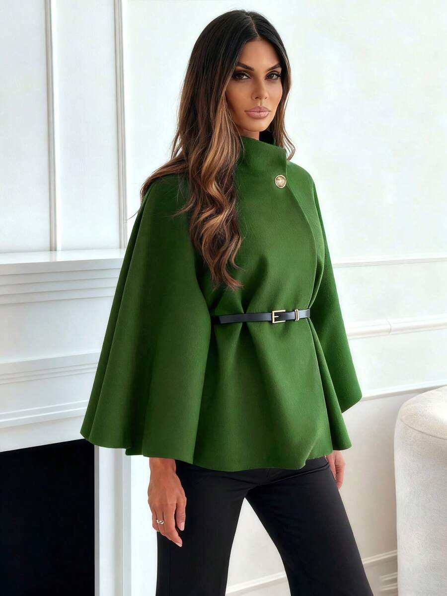 Un manteau court élégant et à la mode de couleur unie - Floorah