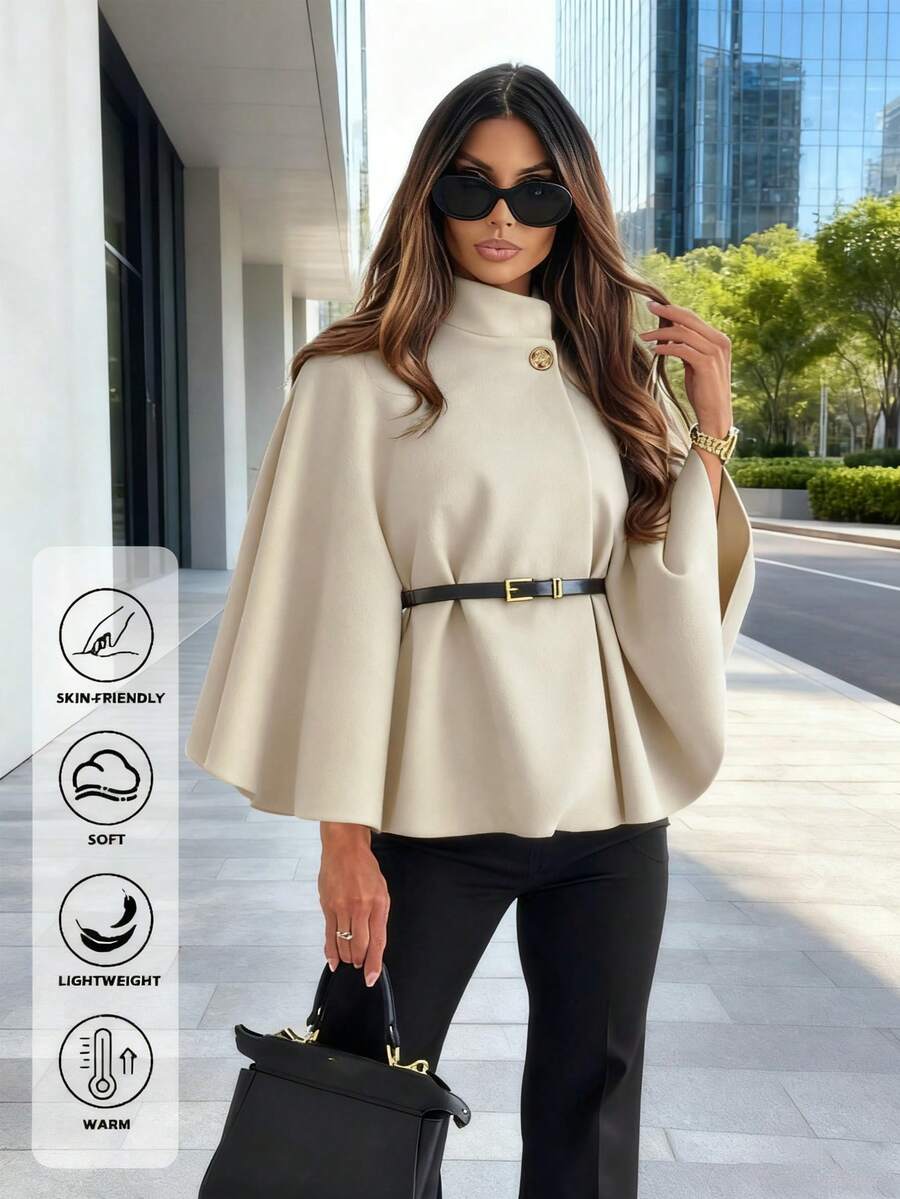 Un manteau court élégant et à la mode de couleur unie - Floorah