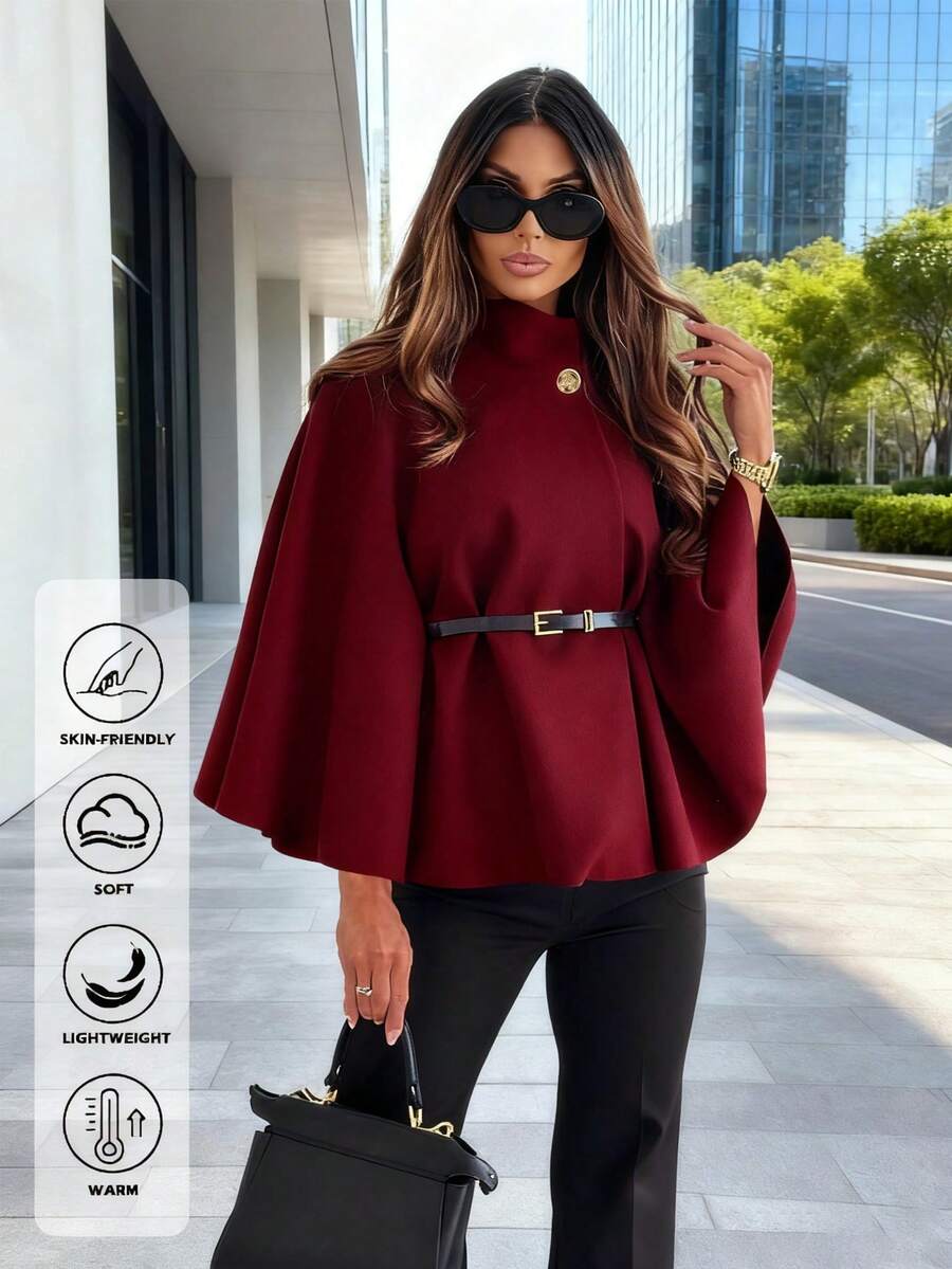 Un manteau court élégant et à la mode de couleur unie - Floorah