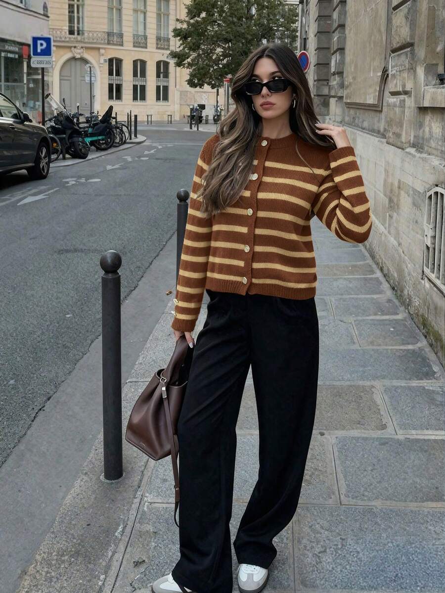 Cardigan vintage à boutonnage simple - Floorah