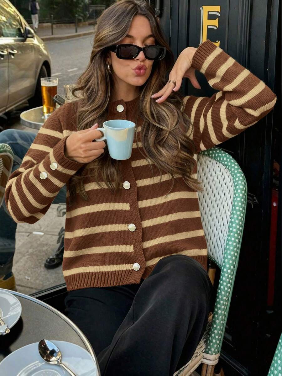 Cardigan vintage à boutonnage simple - Floorah