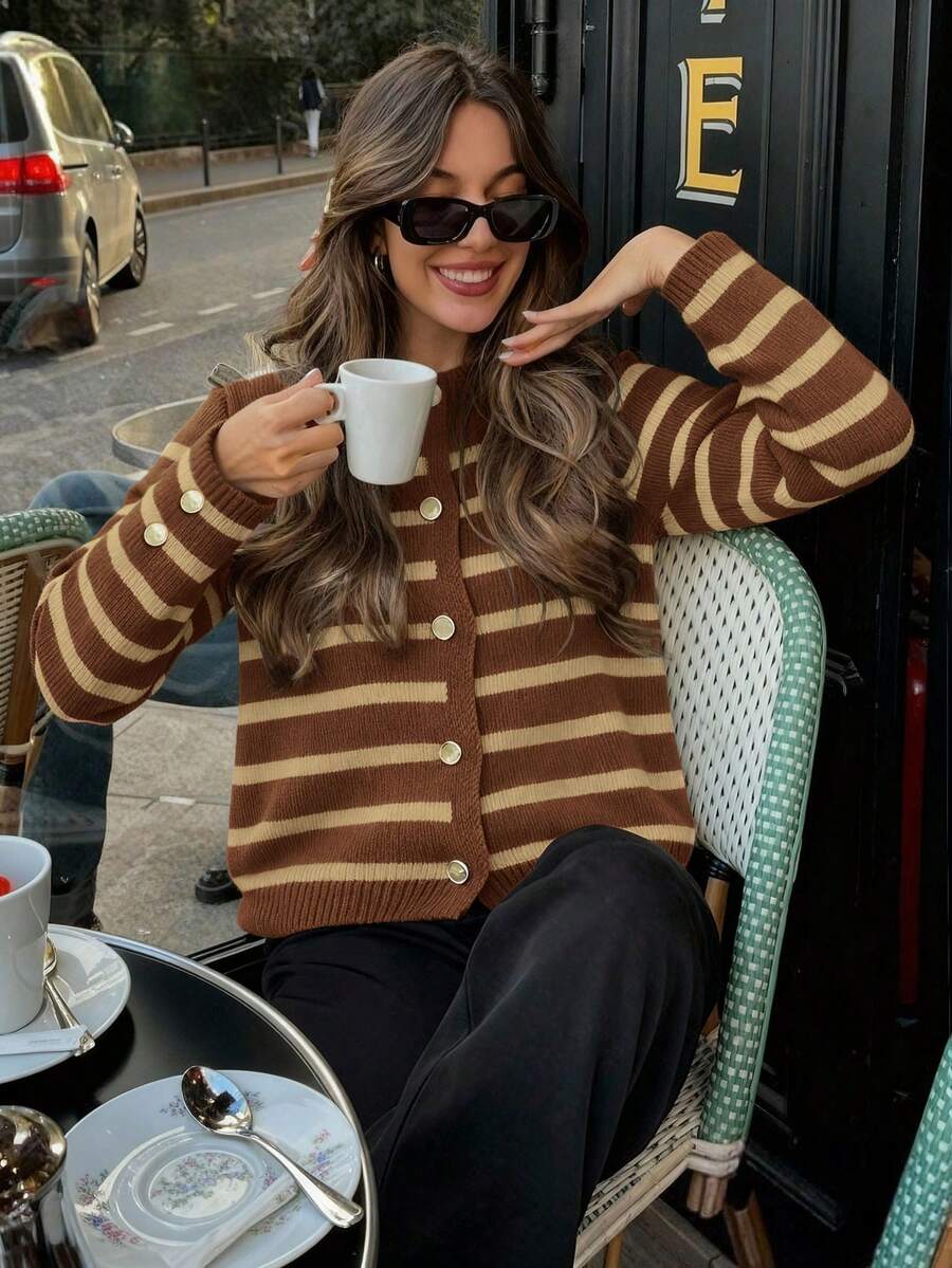 Cardigan vintage à boutonnage simple - Floorah