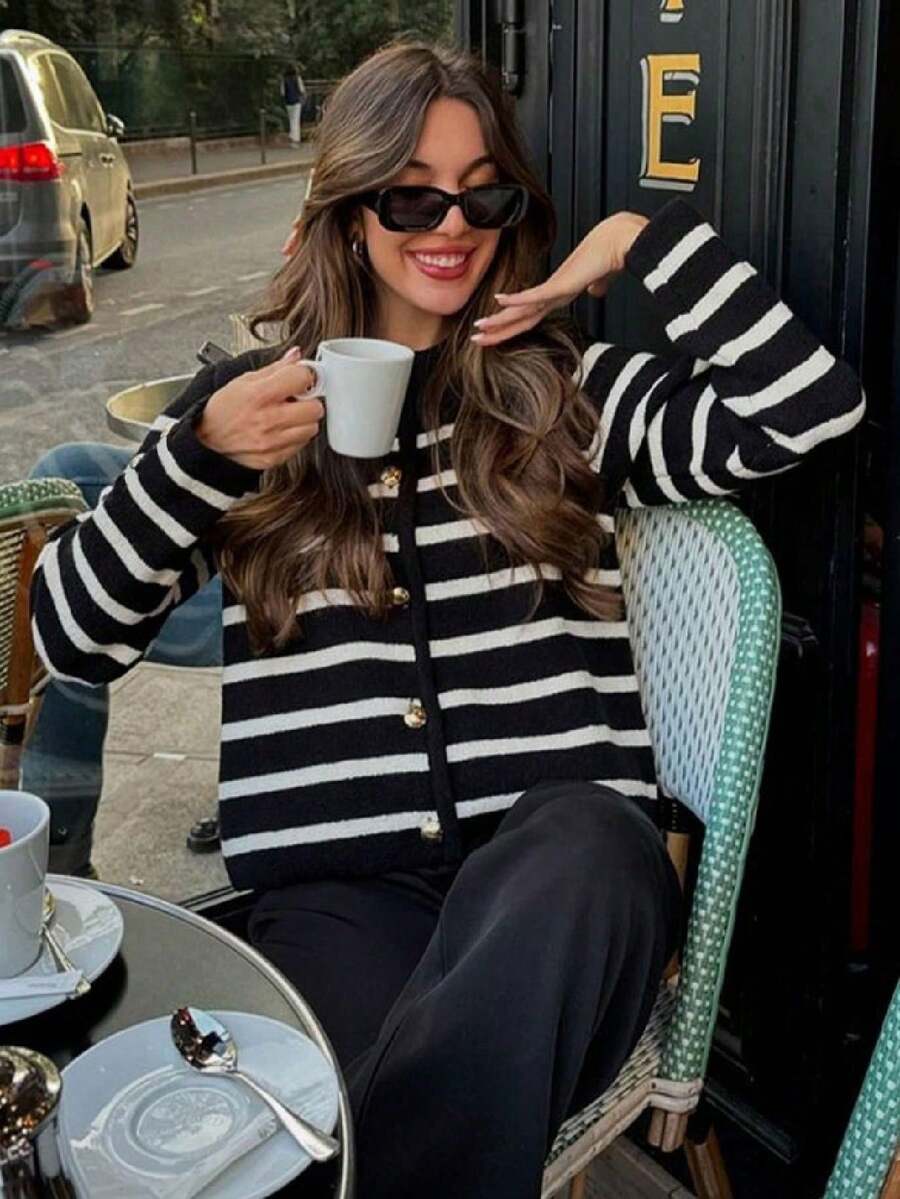 Cardigan vintage à boutonnage simple - Floorah