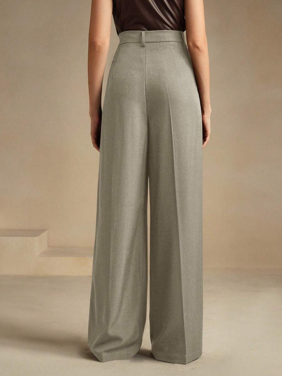 Pantalon droit à taille haute plissé - Floorah