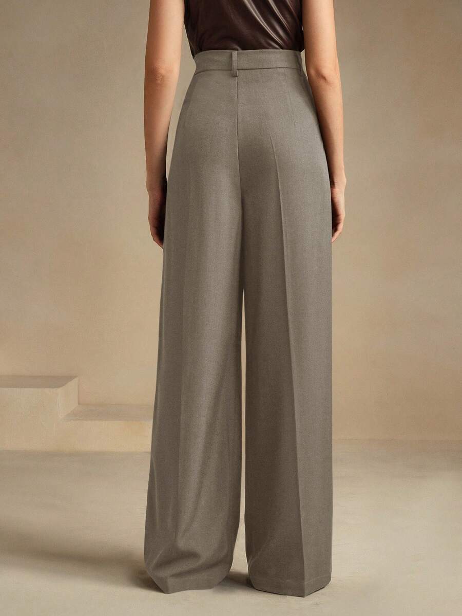 Pantalon droit à taille haute plissé - Floorah