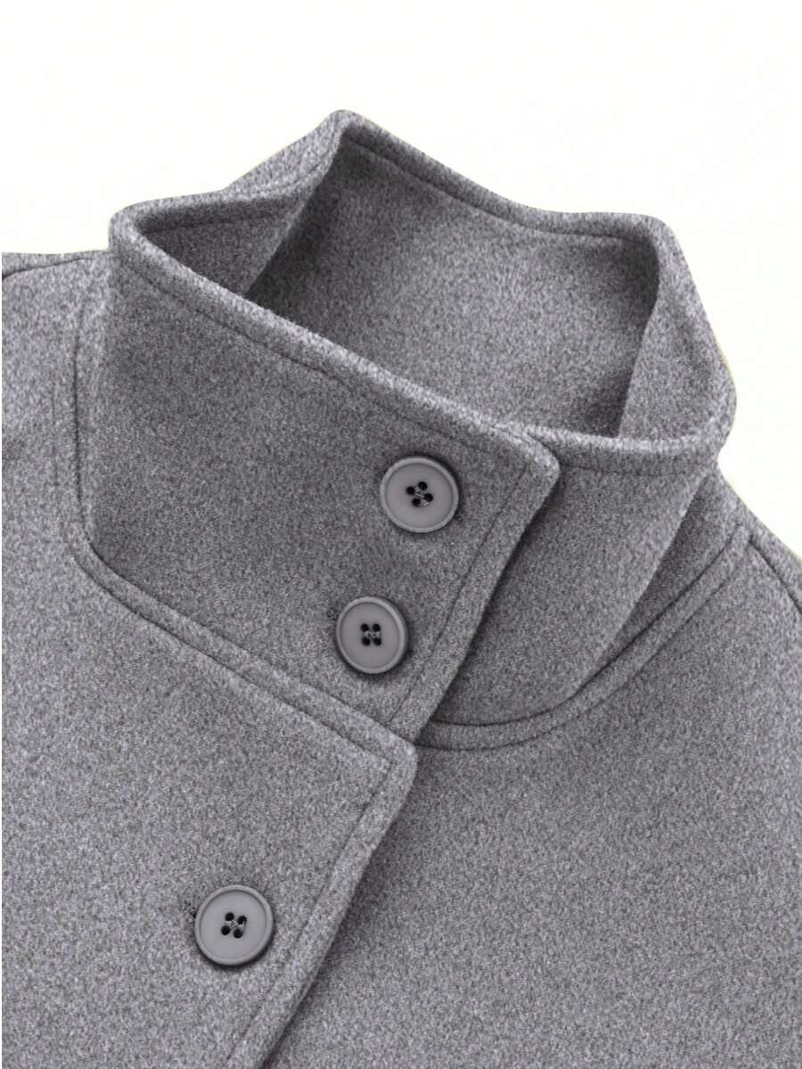 Manteau en laine à boutons devant et ceinture à la taille - Floorah