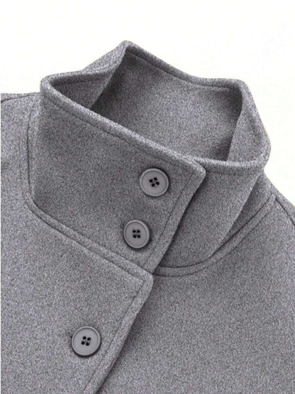 Manteau en laine à boutons devant et ceinture à la taille - Floorah
