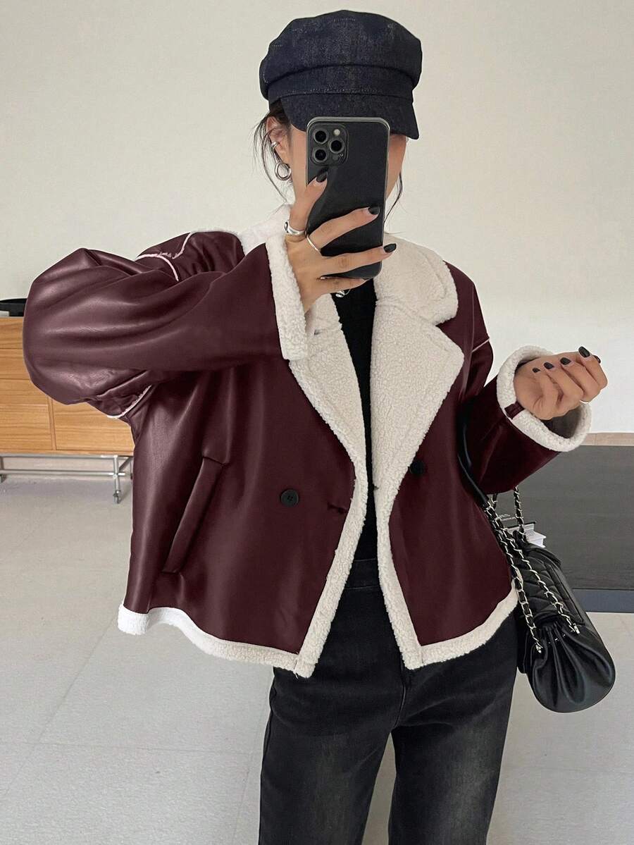 Veste en fausse fourrure de mouton bicolore - Floorah