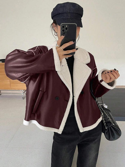 Veste en fausse fourrure de mouton bicolore - Floorah