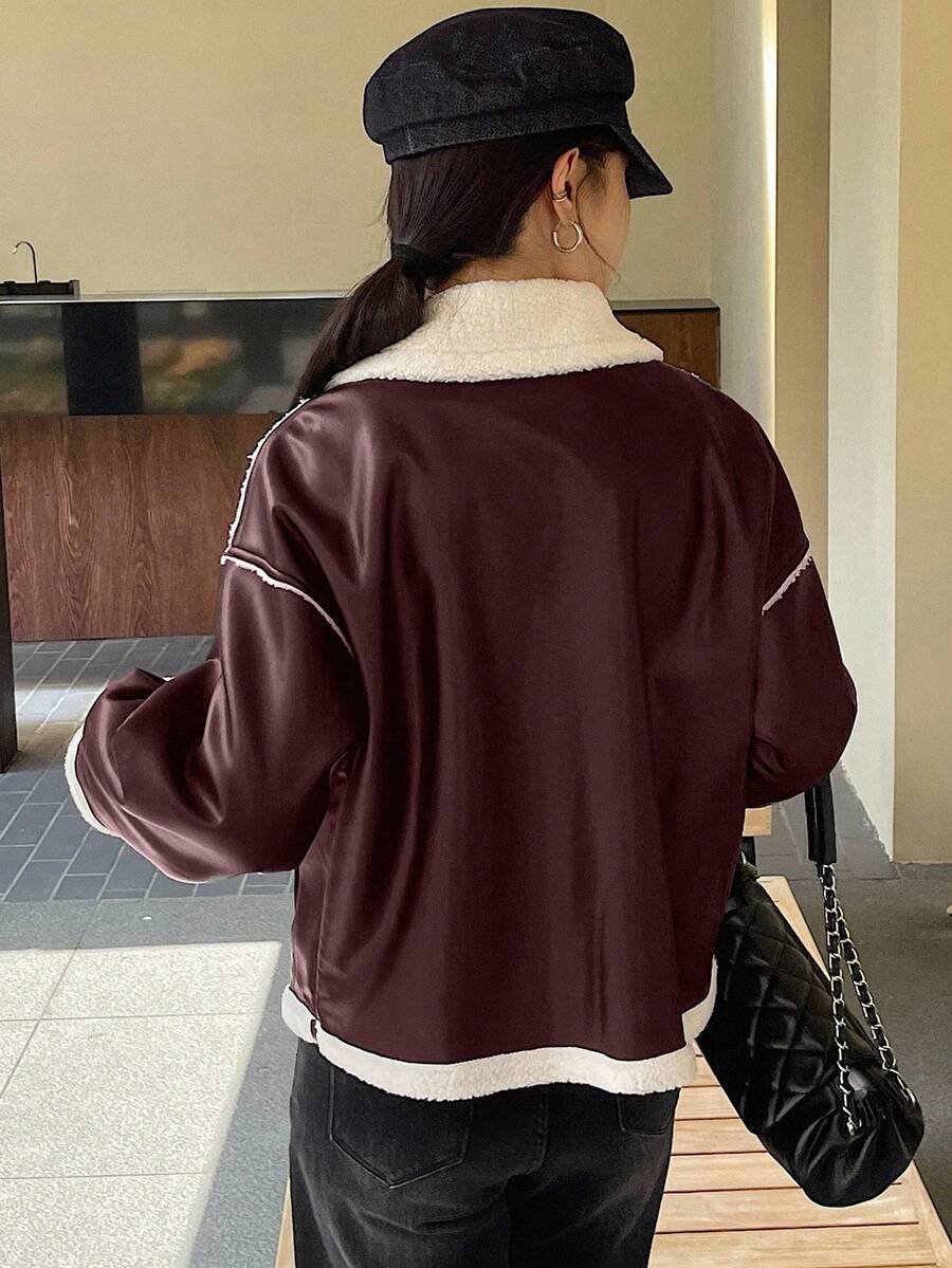 Veste en fausse fourrure de mouton bicolore - Floorah