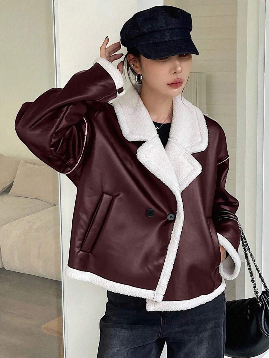 Veste en fausse fourrure de mouton bicolore - Floorah