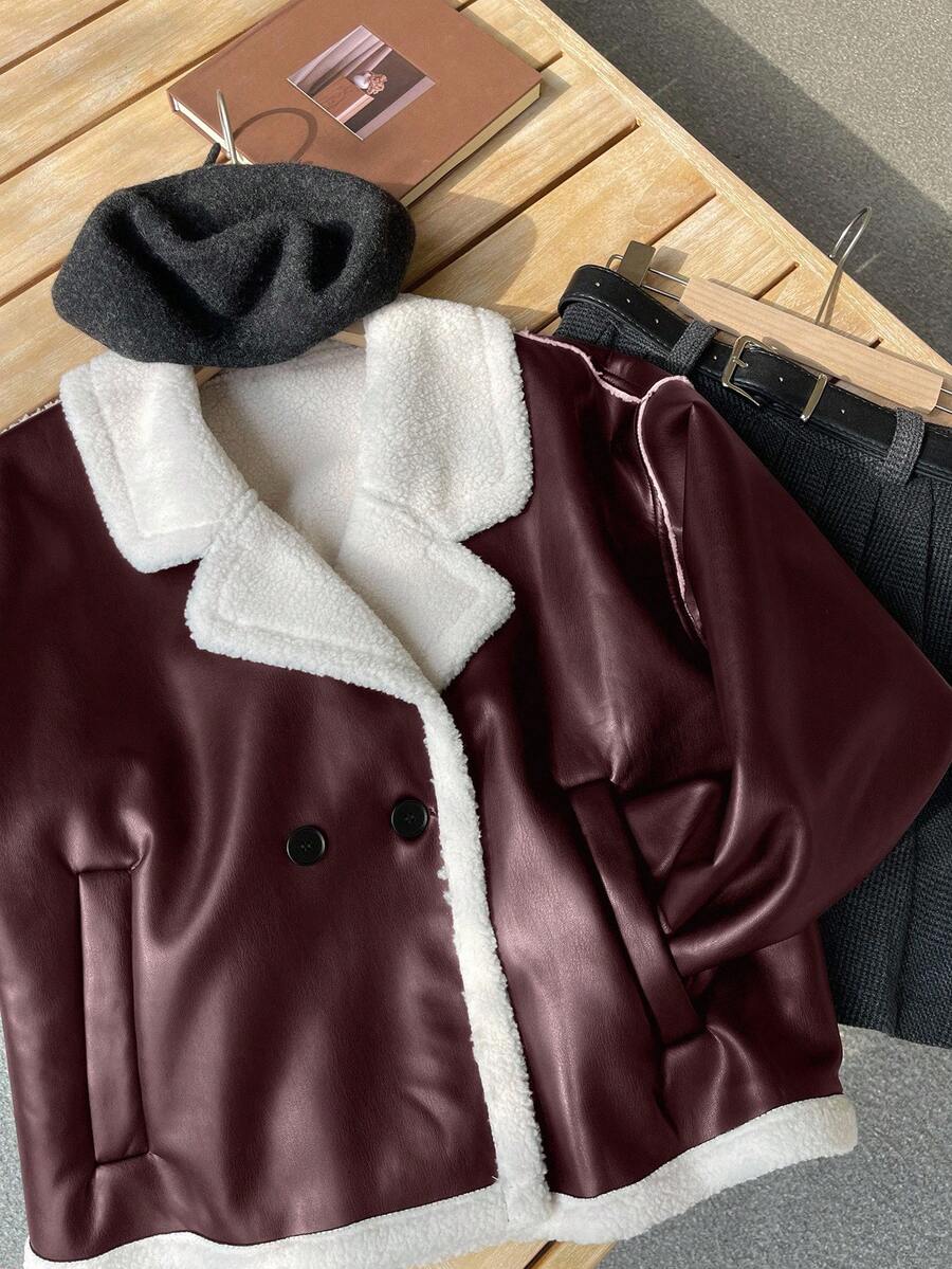 Veste en fausse fourrure de mouton bicolore - Floorah