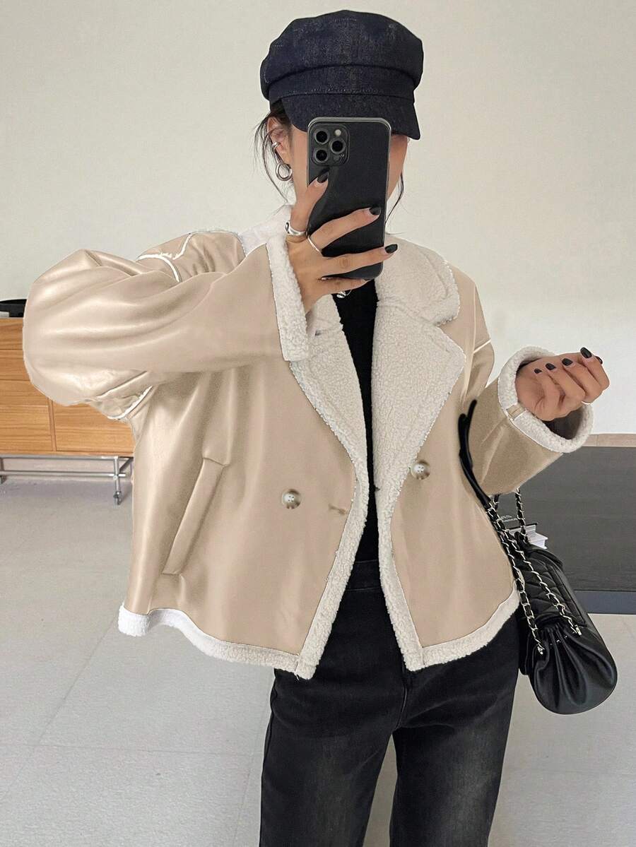 Veste en fausse fourrure de mouton bicolore - Floorah