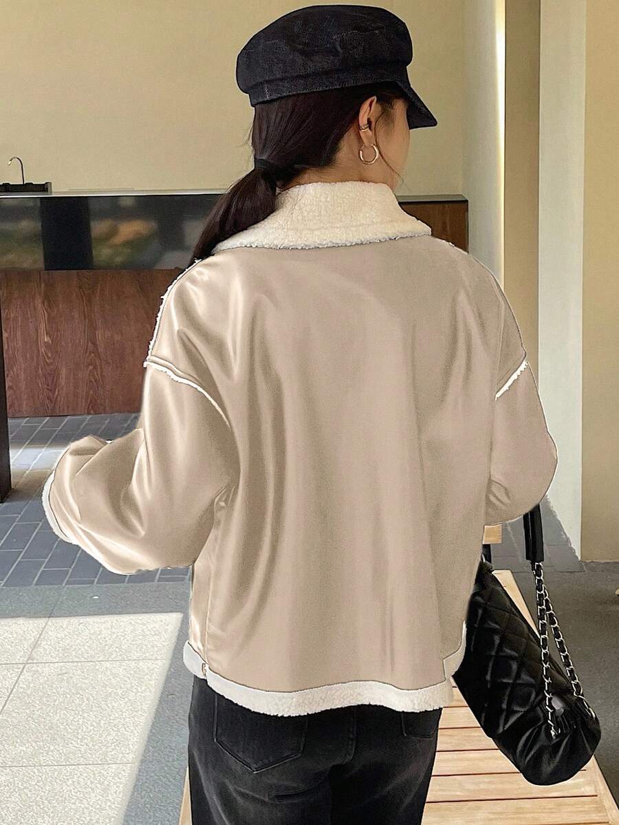 Veste en fausse fourrure de mouton bicolore - Floorah