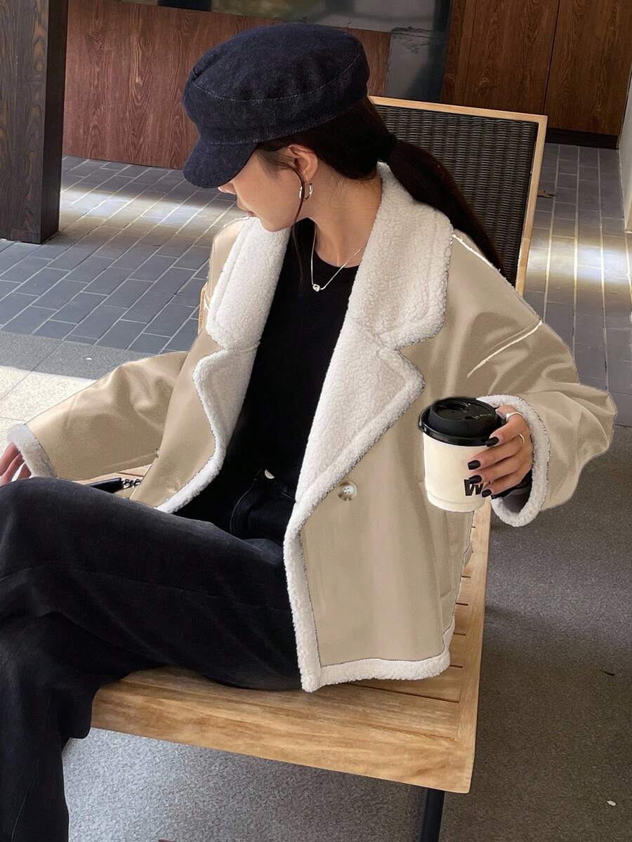 Veste en fausse fourrure de mouton bicolore - Floorah