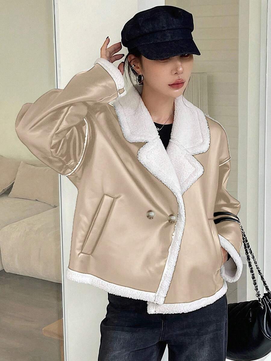 Veste en fausse fourrure de mouton bicolore - Floorah