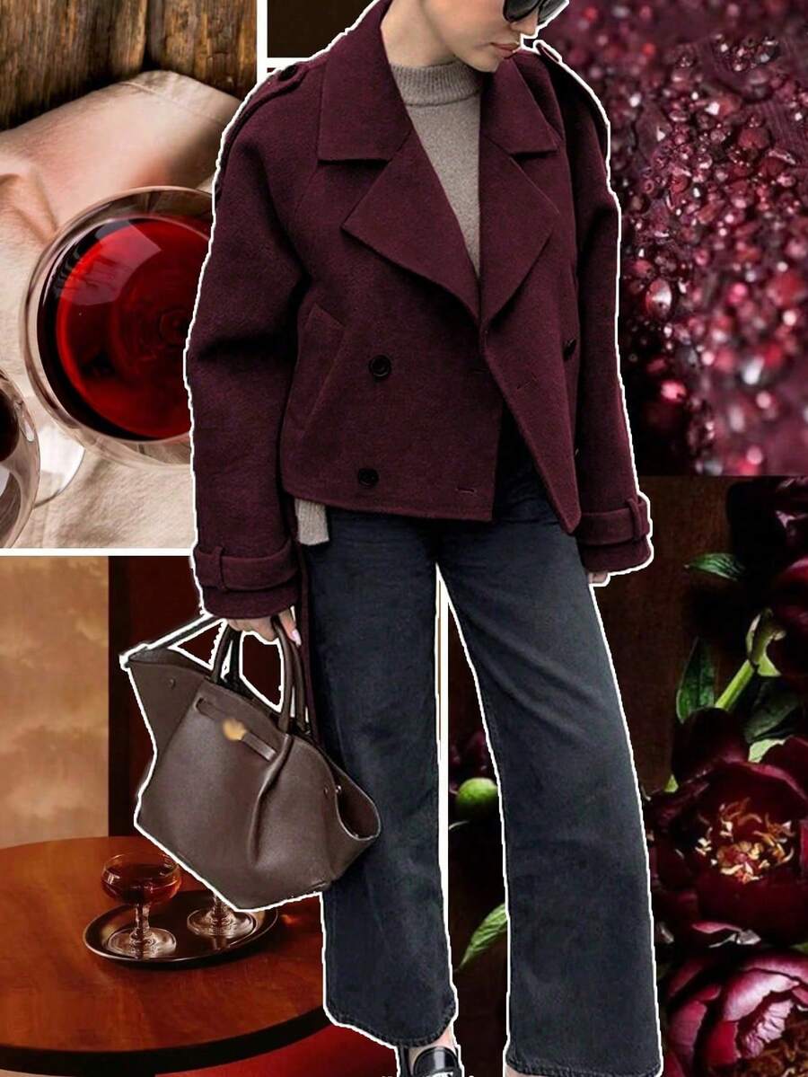 Manteau casual à double boutonnage à manches longues - Floorah