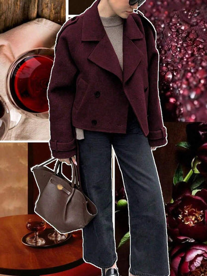 Manteau casual à double boutonnage à manches longues - Floorah