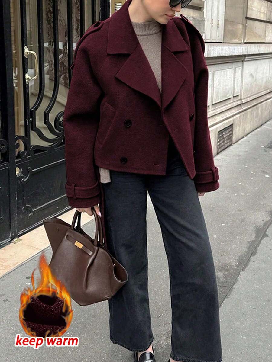 Manteau casual à double boutonnage à manches longues - Floorah