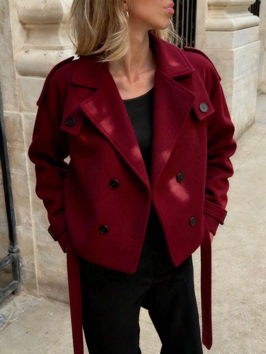 Veste courte décontractée et ample à double boutonnage avec revers - Floorah