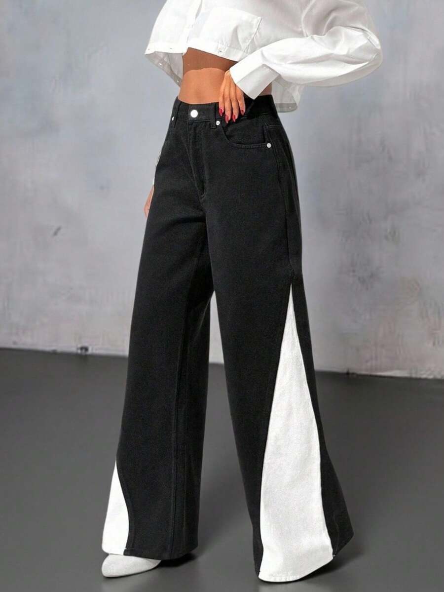 EURMUSE Jean taille haute jambes évasées - Floorah