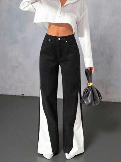 EURMUSE Jean taille haute jambes évasées - Floorah