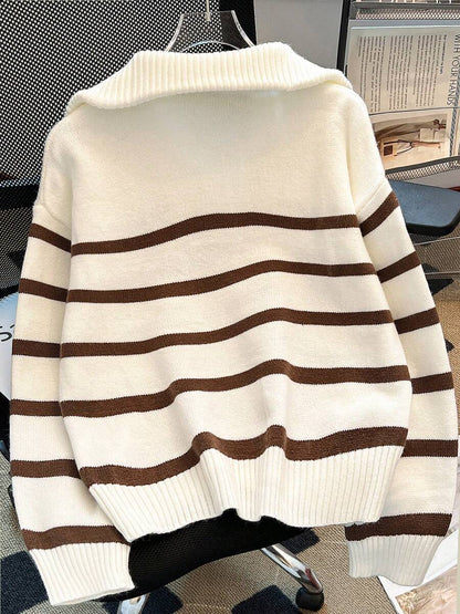 Nouveau pull à col rond rayé pour l'automne/hiver - Floorah