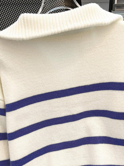 Nouveau pull à col rond rayé pour l'automne/hiver - Floorah