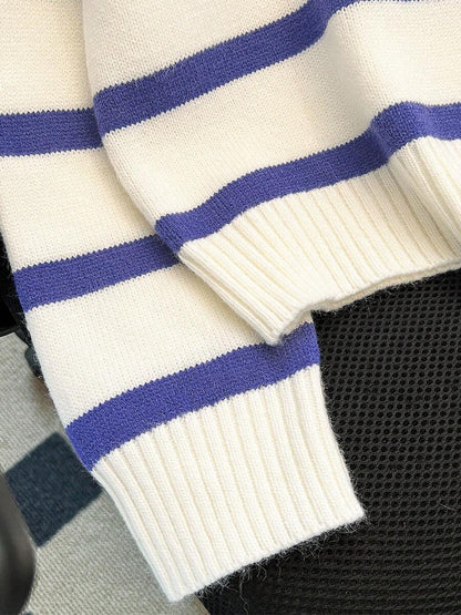 Nouveau pull à col rond rayé pour l'automne/hiver - Floorah