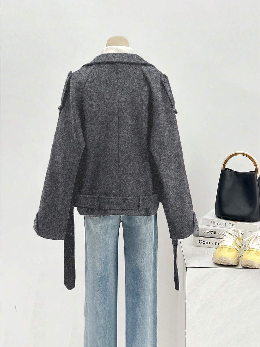 Manteau casual à double boutonnage à manches longues - Floorah