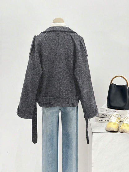 Manteau casual à double boutonnage à manches longues - Floorah