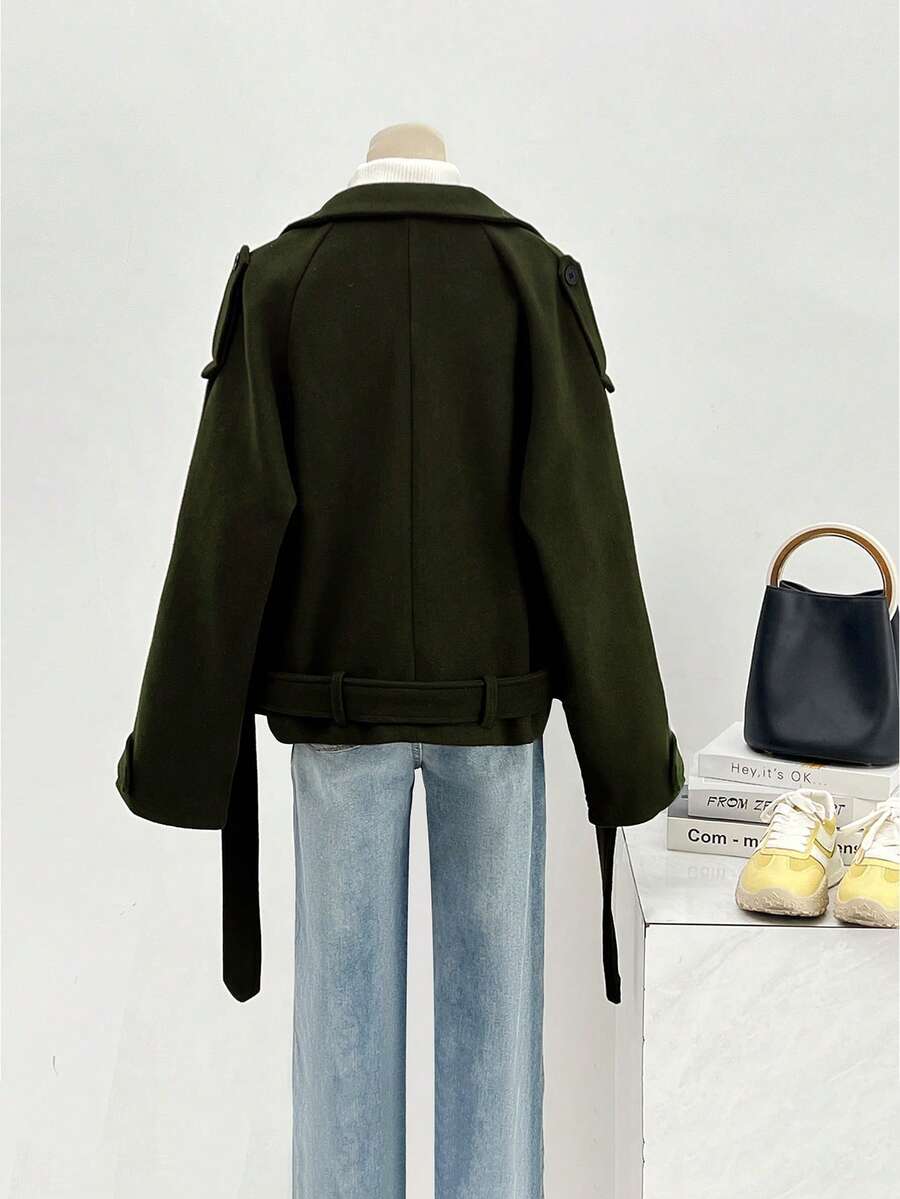 Manteau casual à double boutonnage à manches longues - Floorah