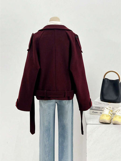 Manteau casual à double boutonnage à manches longues - Floorah