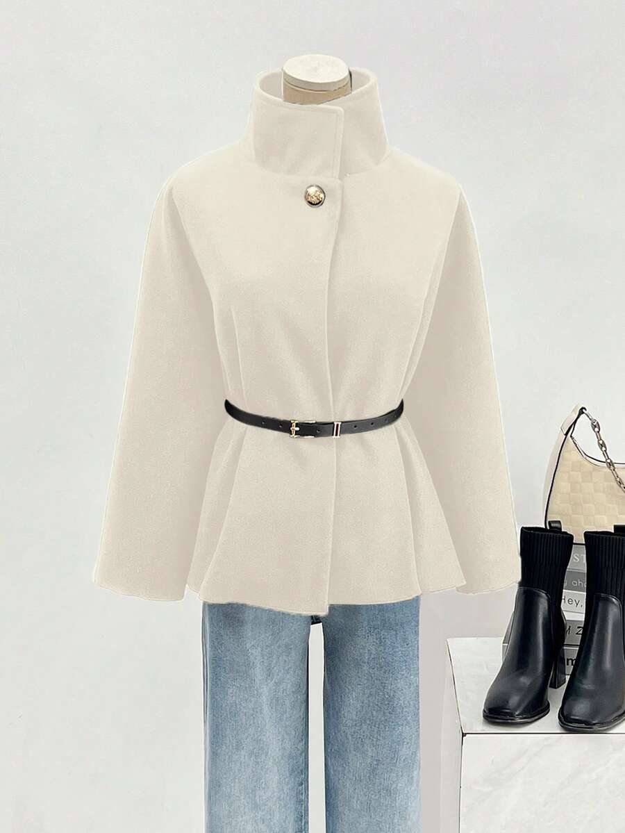 Un manteau court élégant et à la mode de couleur unie - Floorah