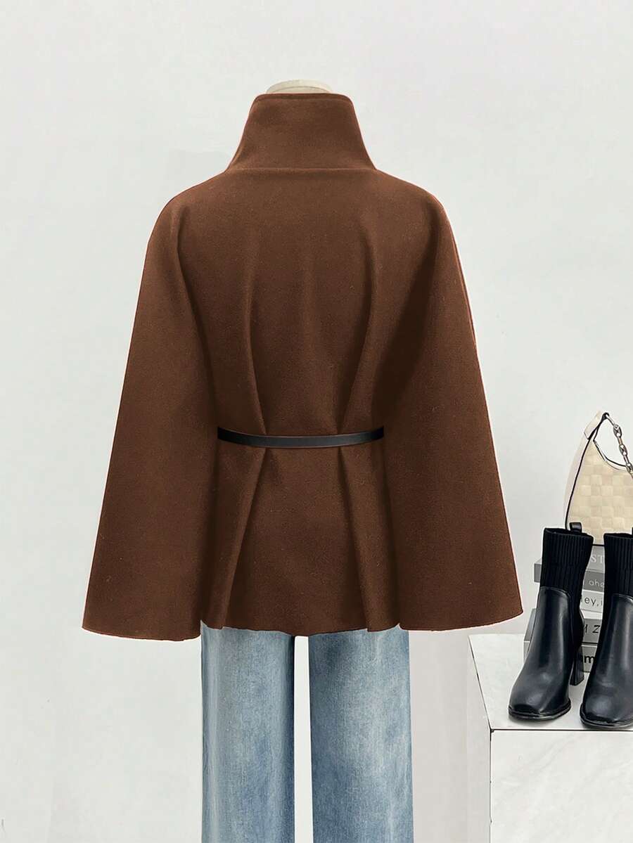 Un manteau court élégant et à la mode de couleur unie - Floorah