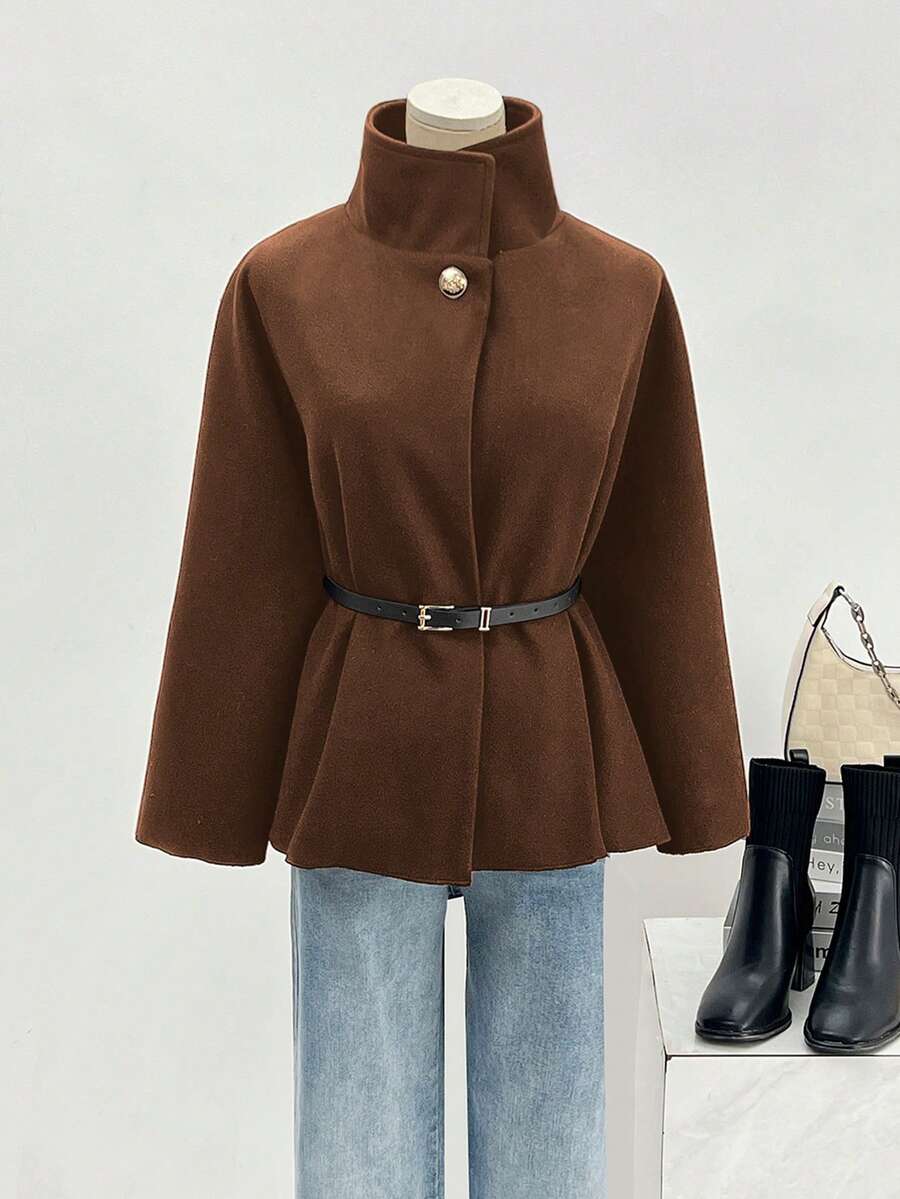 Un manteau court élégant et à la mode de couleur unie - Floorah