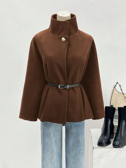 Un manteau court élégant et à la mode de couleur unie - Floorah