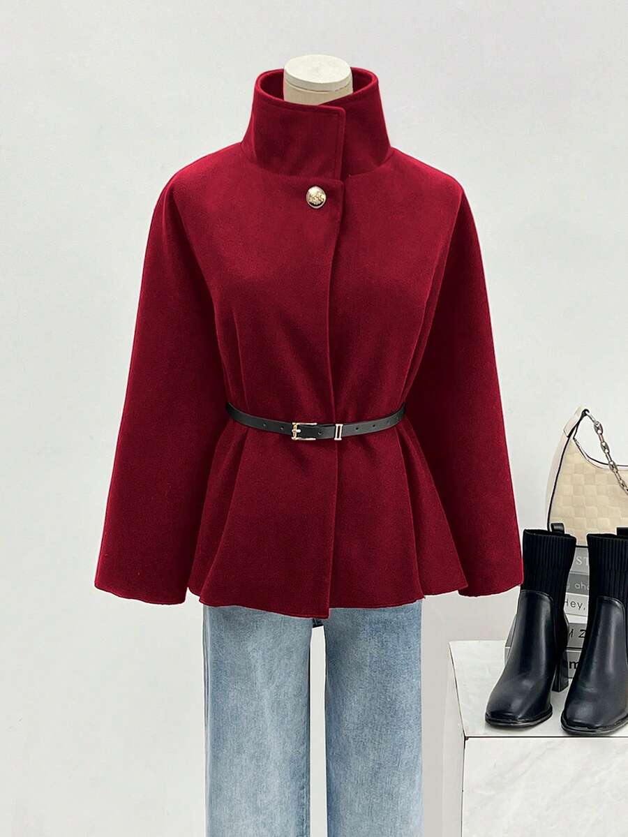 Un manteau court élégant et à la mode de couleur unie - Floorah