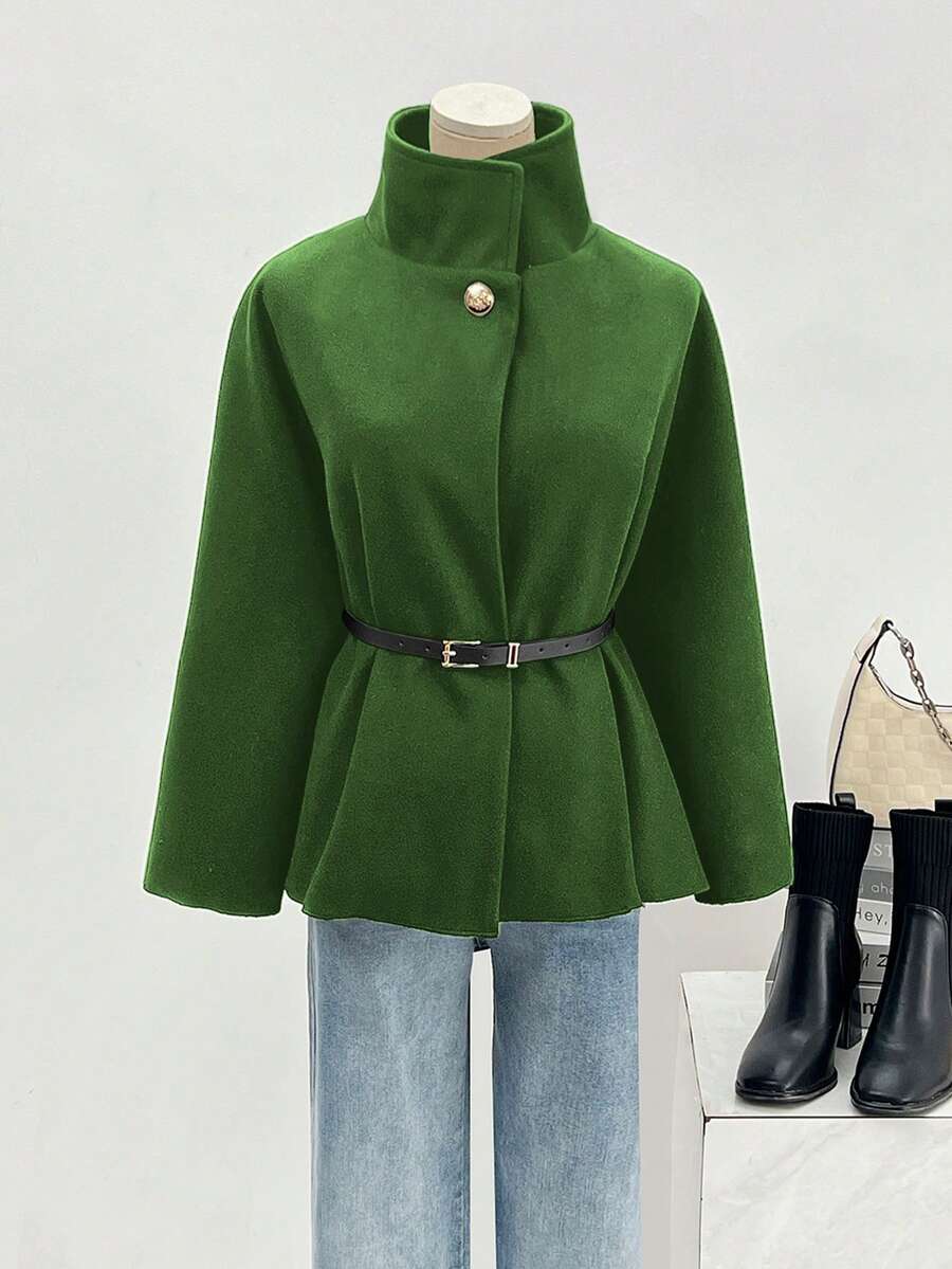 Un manteau court élégant et à la mode de couleur unie - Floorah