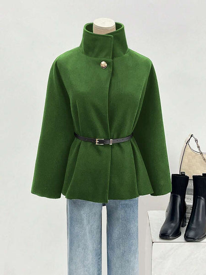 Un manteau court élégant et à la mode de couleur unie - Floorah