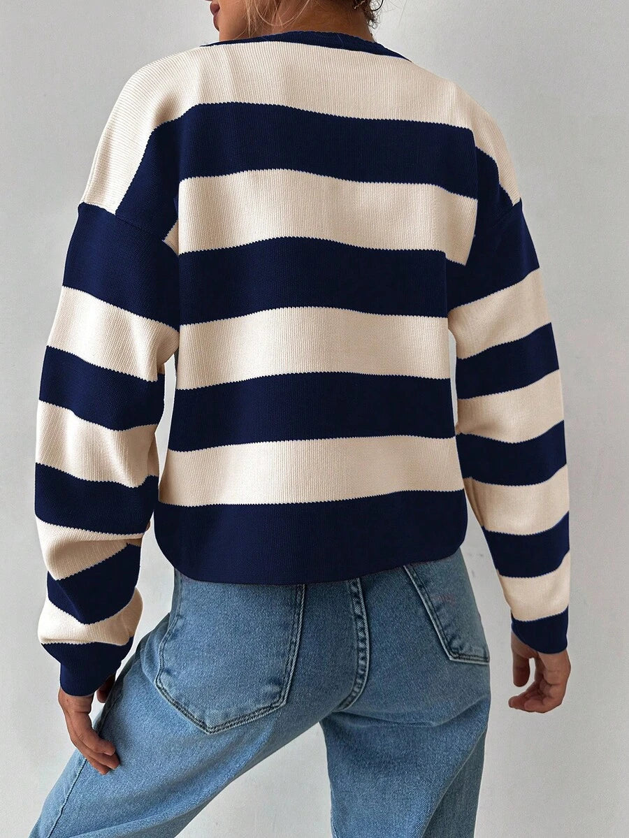 EURMUSE Cardigan tricoté casual à manches longues rayé - Floorah