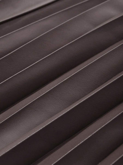 Jupe plissée en cuir PU de couleur unie - Floorah