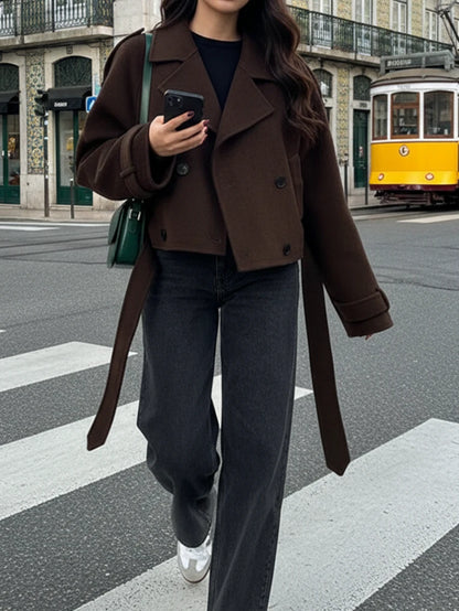 Manteau casual à double boutonnage à manches longues - Floorah