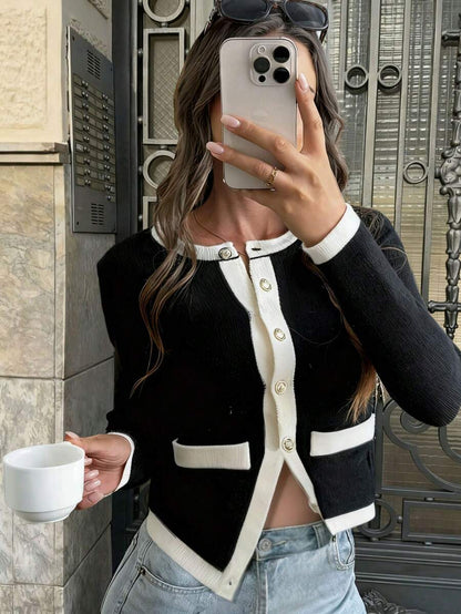 Pull tricoté à col rond, manches longues - Floorah