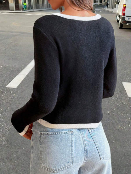 Pull tricoté à col rond, manches longues - Floorah