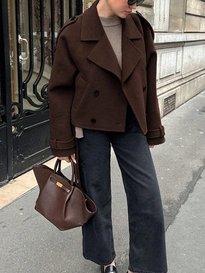 Manteau casual à double boutonnage à manches longues - Floorah