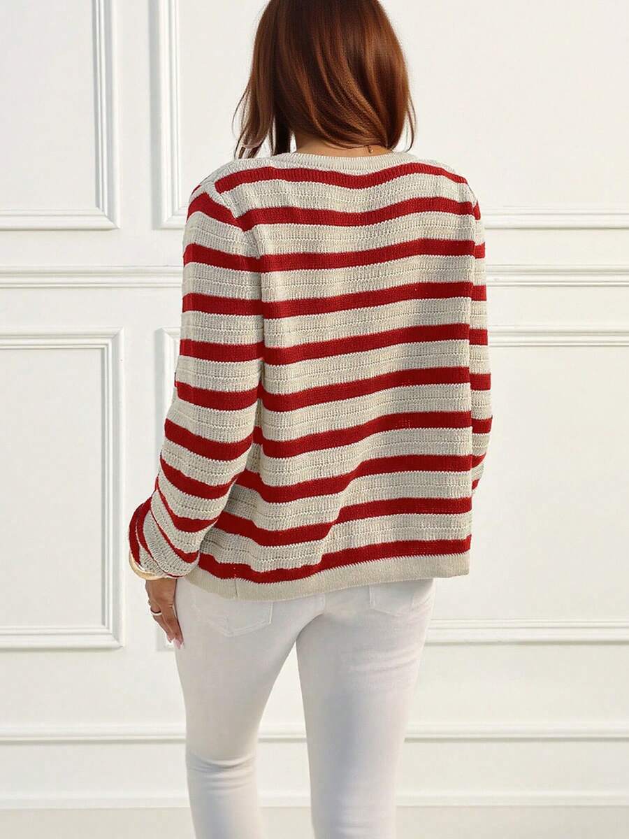 Nouveau arrivage Cardigan tricoté élégant à col rond - Floorah