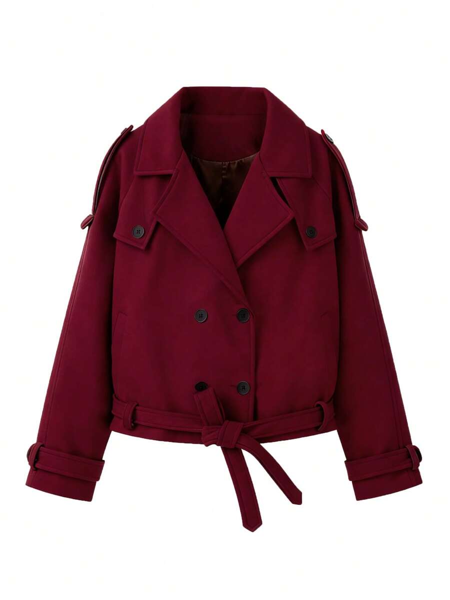 Veste courte décontractée et ample à double boutonnage avec revers - Floorah