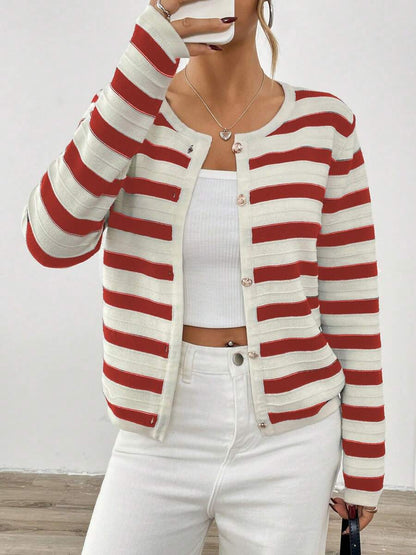 Nouveau arrivage Cardigan tricoté élégant à col rond - Floorah